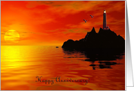 Lighthouse at Sundown, Happy Anniversary!, For Employees card