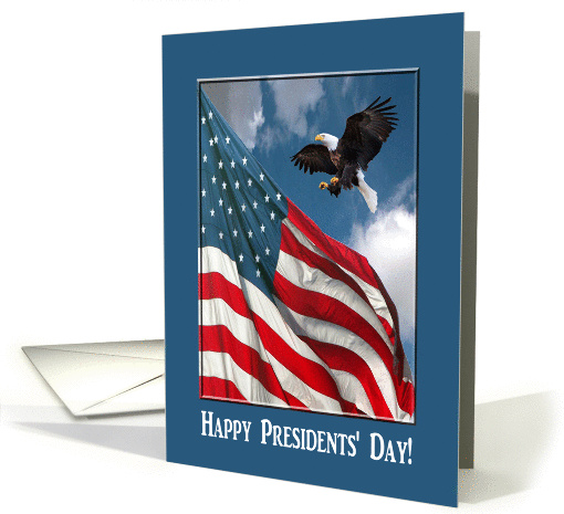 Happy Presidents' Day!, Eagle Flying and Flag card (545291)