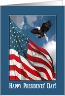 Happy Presidents’ Day!, Eagle Flying and Flag card