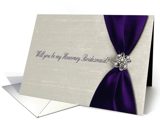 Deep Purple Satin Ribbon with Jewel, Will you be my... (551322)