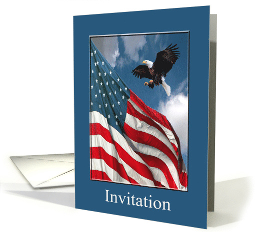 Eagle Landing with Flag, Eagle Scout Award Invitation card (552316)