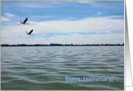 Geese Flying over Lake, Employee Anniversary card
