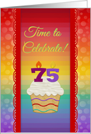Cupcake with Number Candles, Time to Celebrate 75 Years Old Invitation card