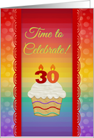 Cupcake with Number Candles, Time to Celebrate 30 Years Old Invitation card
