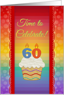 Cupcake with Number Candles, Time to Celebrate 60 Years Old Invitation card