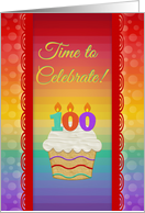 Cupcake with Number Candles, Time to Celebrate 100 Years Old Party card