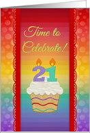 Cupcake with Number Candles, Time to Celebrate 21 Years Old Invitation card