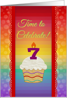 Cupcake with Number Candle, Time to Celebrate 7 Years Old Invitation card
