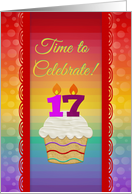 Cupcake with Number Candles, Time to Celebrate 17 Years Old Invitation card