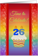 Cupcake with Number Candles, Time to Celebrate 26 Years Old Invitation card
