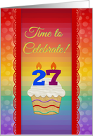 Cupcake with Number Candles, Time to Celebrate 27 Years Old Invitation card