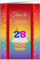 Cupcake with Number Candles, Time to Celebrate 28 Years Old Invitation card