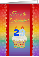 Cupcake with Number Candles, Time to Celebrate 29 Years Old Invitation card