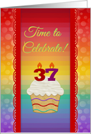 Cupcake with Number Candles, Time to Celebrate, 37 Years Old Party card