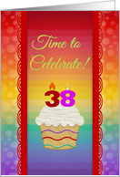 Cupcake with NumberCandles, Time to Celebrate, 38 Years Old Party card