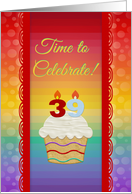 Cupcake with Number Candles, Time to Celebrate 39 Years Old Invitation card