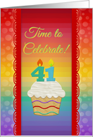 Cupcake with Number Candles, Time to Celebrate 41 Years Old Invitation card