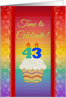 Cupcake with Number Candles, Time to Celebrate 43 Years Old Invitation card