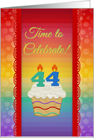 Cupcake with Number Candles, Time to Celebrate 44 Years Old Invitation card