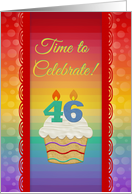 Cupcake with Number Candles, Time to Celebrate 46 Years Old Invitation card