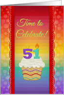 Cupcake with Number Candles, Time to Celebrate 51 Years Old Invitation card