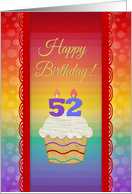 Cupcake with Number Candles, Time to Celebrate 52 Years Old Invitation card