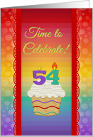 Cupcake with Number Candles, Time to Celebrate 54 Years Old Invitation card