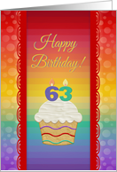 Cupcake with Number Candles, Time to Celebrate 63 Years Old Invitation card