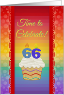 Cupcake with Number Candles, Time to Celebrate 66 Years Old Invitation card