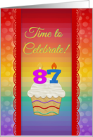 Cupcake with Number Candles, Time to Celebrate 87 Years Old Invitation card