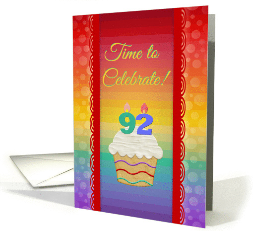 Colorful Cupcake, Time to Celebrate 92 Years Old Invitation card