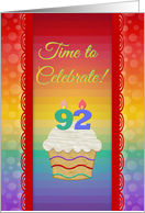 Colorful Cupcake, Time to Celebrate 92 Years Old Invitation card