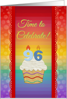 Cupcake with Number Candles, Time to Celebrate 96 Years Old Invitation card
