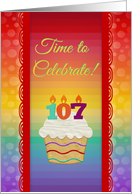 Time to Celebrate,107 Years Old, Colorful Cupcake Invitation card