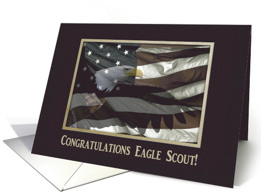Eagle with Flag, Eagle Scout Congratulations card (560093)
