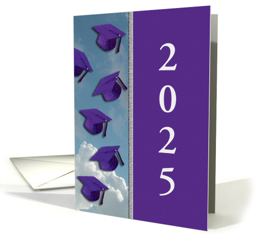 2025 Graduation Commencement Ceremony, Purple Caps in the Clouds card