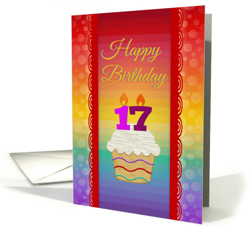 Cupcake with Number Candles, 17 Years Old Birthday card (573981)