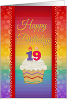Cupcake with Number Candles, 19 Years Old Birthday card