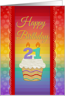 Cupcake with Number Candles 21 Years Old Birthday card