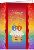 Cupcake with Number Candles, 60 Years Old Birthday card
