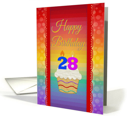 Cupcake with Number Candles, 28 Years Old Birthday card (574108)