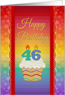 46 Years Old, Colorful Cupcake, Birthday Greetings card