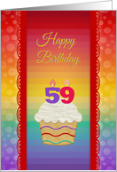 59 Years Old, Colorful Cupcake, Birthday Greetings card