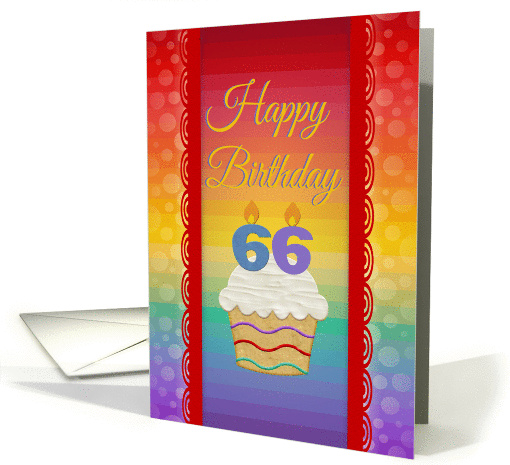 66 Years Old, Colorful Cupcake, Birthday Greetings card (574202)