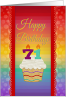 71 Years Old, Colorful Cupcake, Birthday Greetings card