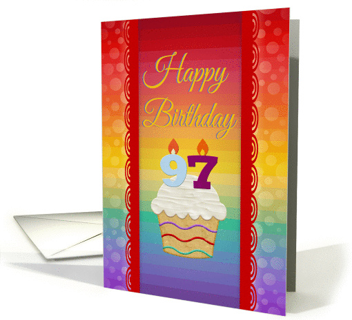 97 Years Old, Colorful Cupcake, Birthday Greetings card (574266)