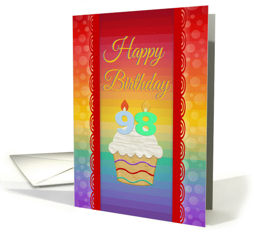 98 Years Old, Colorful Cupcake, Birthday Greetings card (574273)