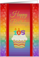 Happy Birthday, 105 Years Old, Colorful Cupcake card