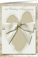 Bow on Fawn Heart, 3rd Wedding Anniversary, Invitation card