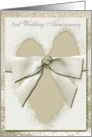 Bow on Fawn Heart, 3rd Wedding Anniversary, Invitation card